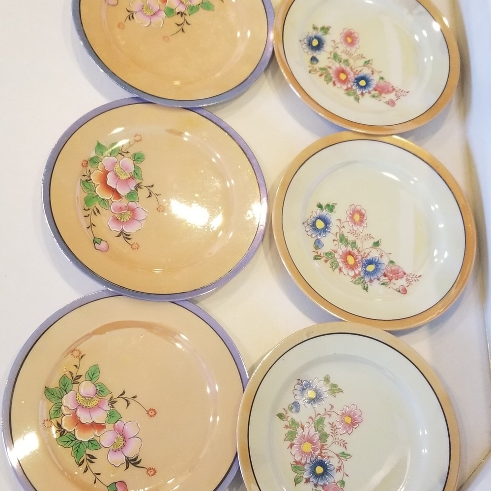 H. Kato Handpainted Japanese lusterware plates.
